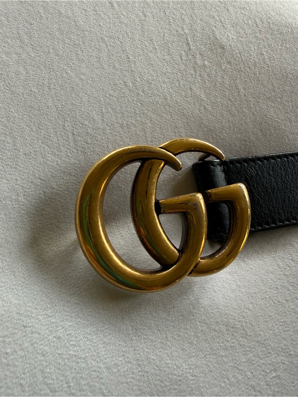 Gucci Black Leather Belt with Gold Double-G Buckle